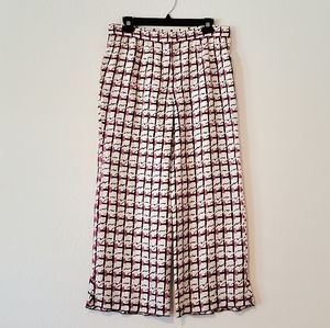 NWT Nina Ricci ruffle hem silk crop wide leg pants